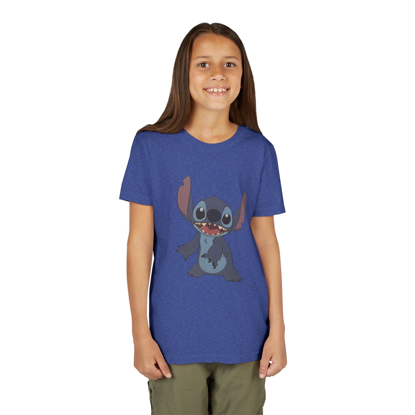 Kids Short Sleeve Tee with Stitch, Cute Kids Tee, Fun Gift for Boys & Girls, Birthday Gift, Summer Wear, Kids' Fashion