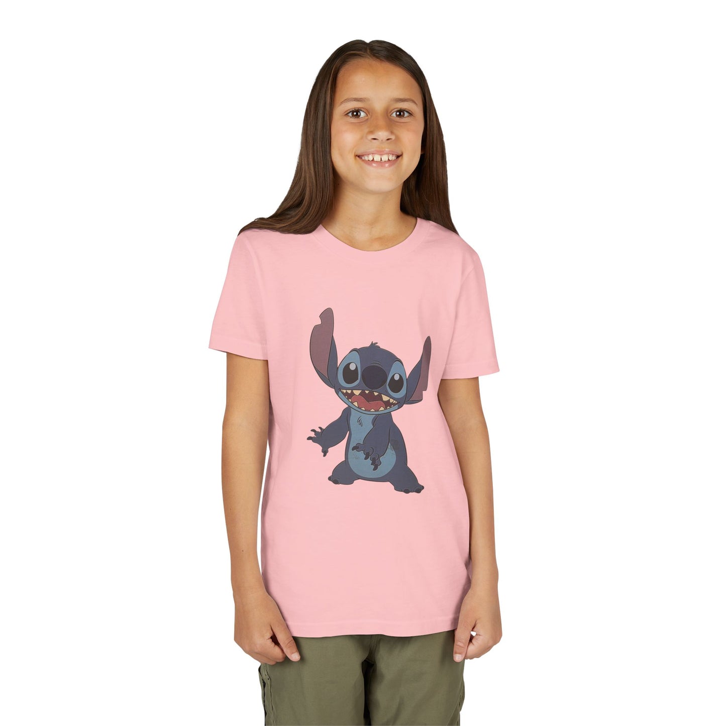 Kids Short Sleeve Tee with Stitch, Cute Kids Tee, Fun Gift for Boys & Girls, Birthday Gift, Summer Wear, Kids' Fashion