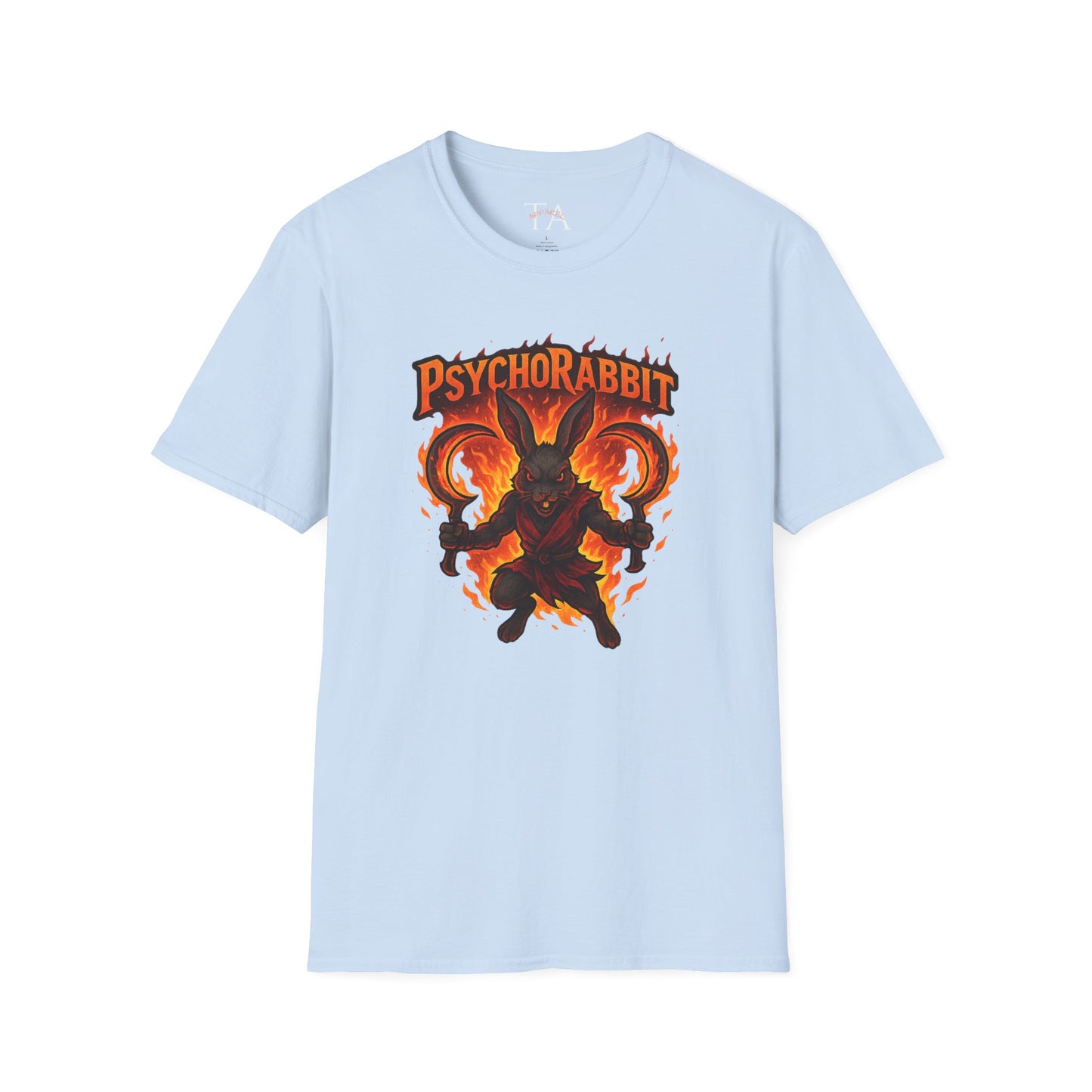 Psychorabbit Graphic Tee | Unisex Softstyle T-Shirt for Anime Fans and Gamers