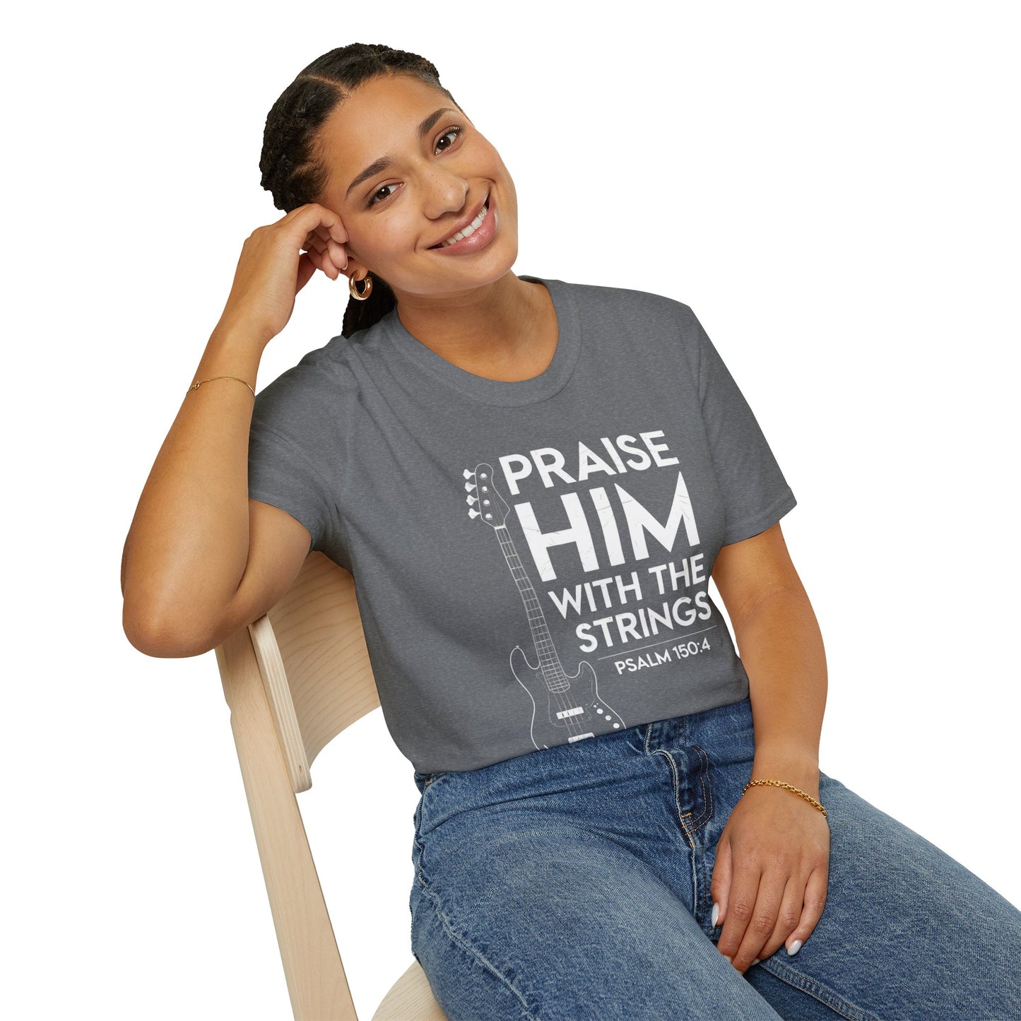 Faith Inspired Guitar T-Shirt - Praise Hime With The Strings - Psalm 150:4