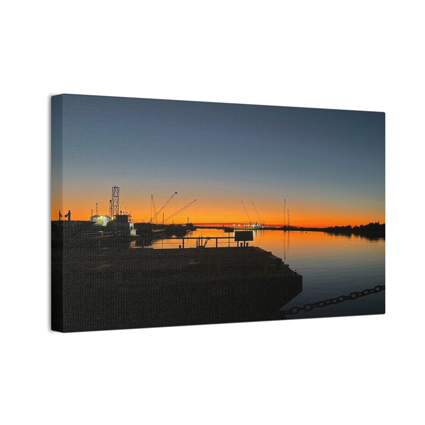 Sunset Harbor Canvas Wall Art — Stretched Canvas Print