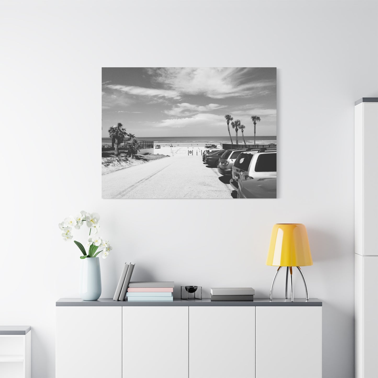 Serene Black & White Beach Vibes - Canvas Art