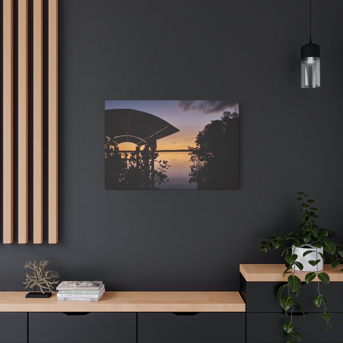 Serene and Vibrant Sunset on the River - Canvas Wal Art