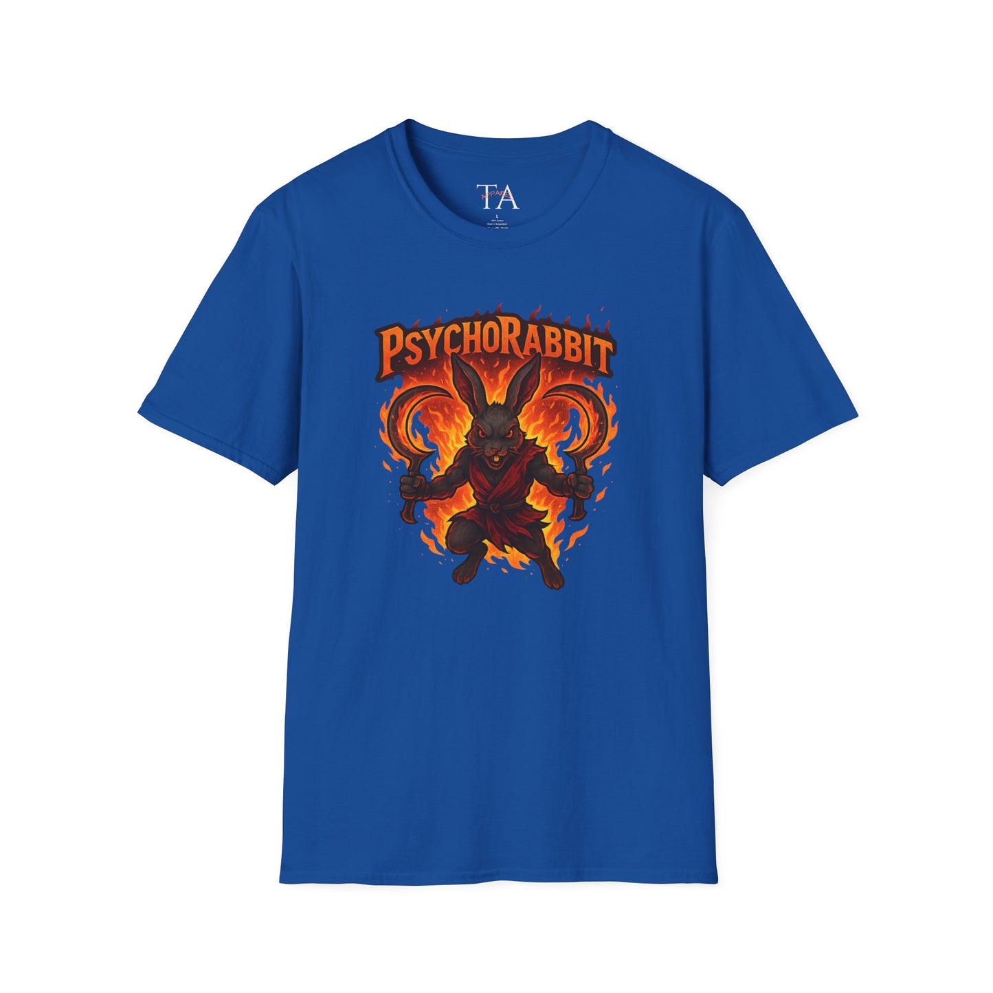 Psychorabbit Graphic Tee | Unisex Softstyle T-Shirt for Anime Fans and Gamers