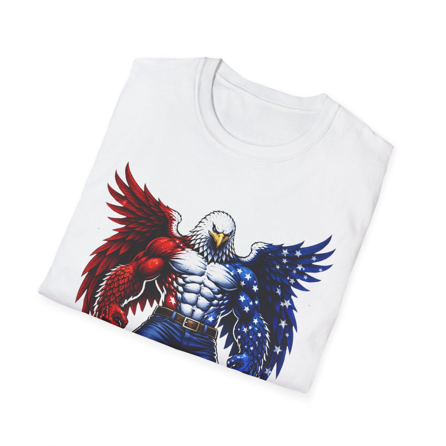 Birdmanzilla Patriotic Muscular Eagle T-Shirt | Red White Blue Winged Eagle Graphic