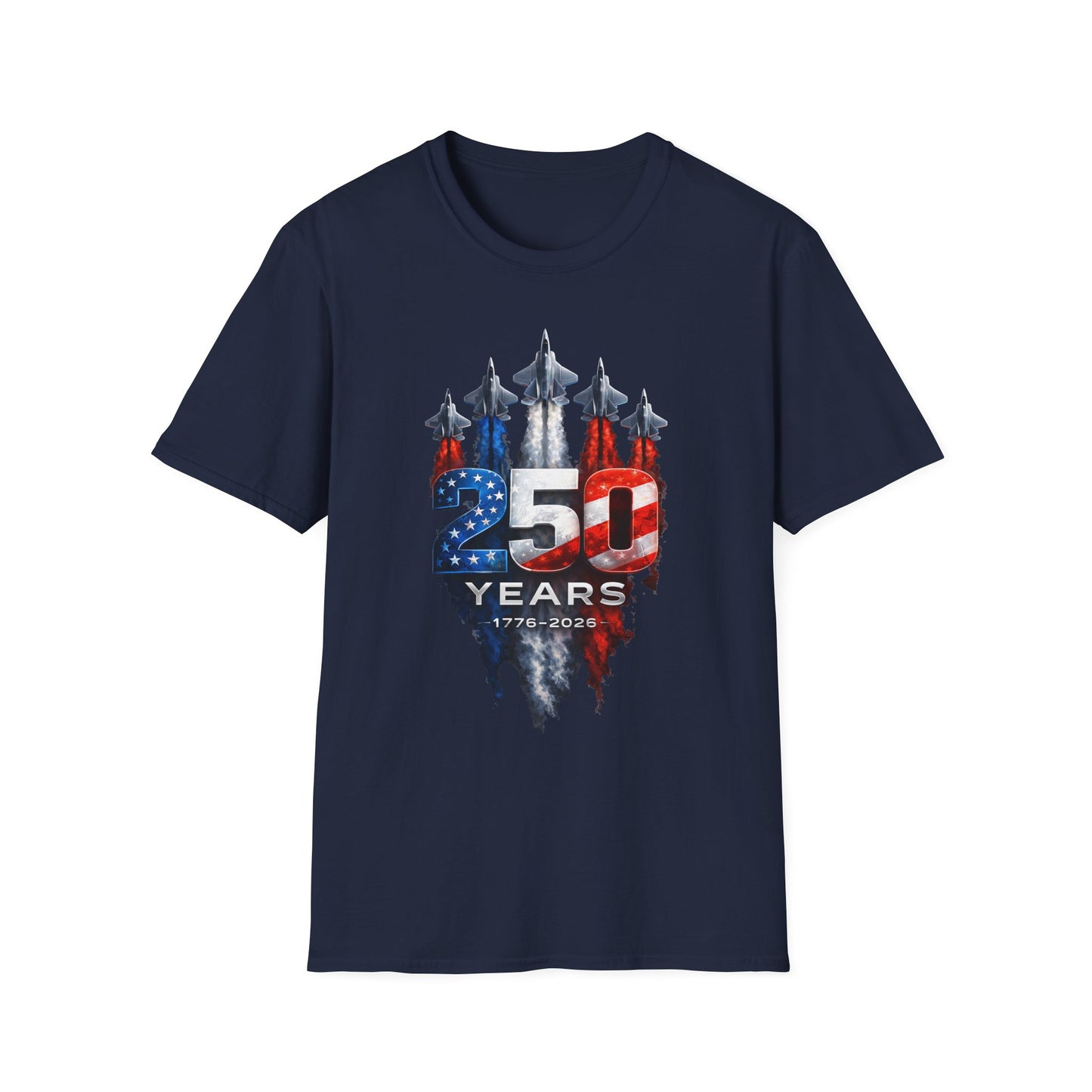 25th Anniversary USA T-Shirt — Patriotic Jet Formation USA Flag Design