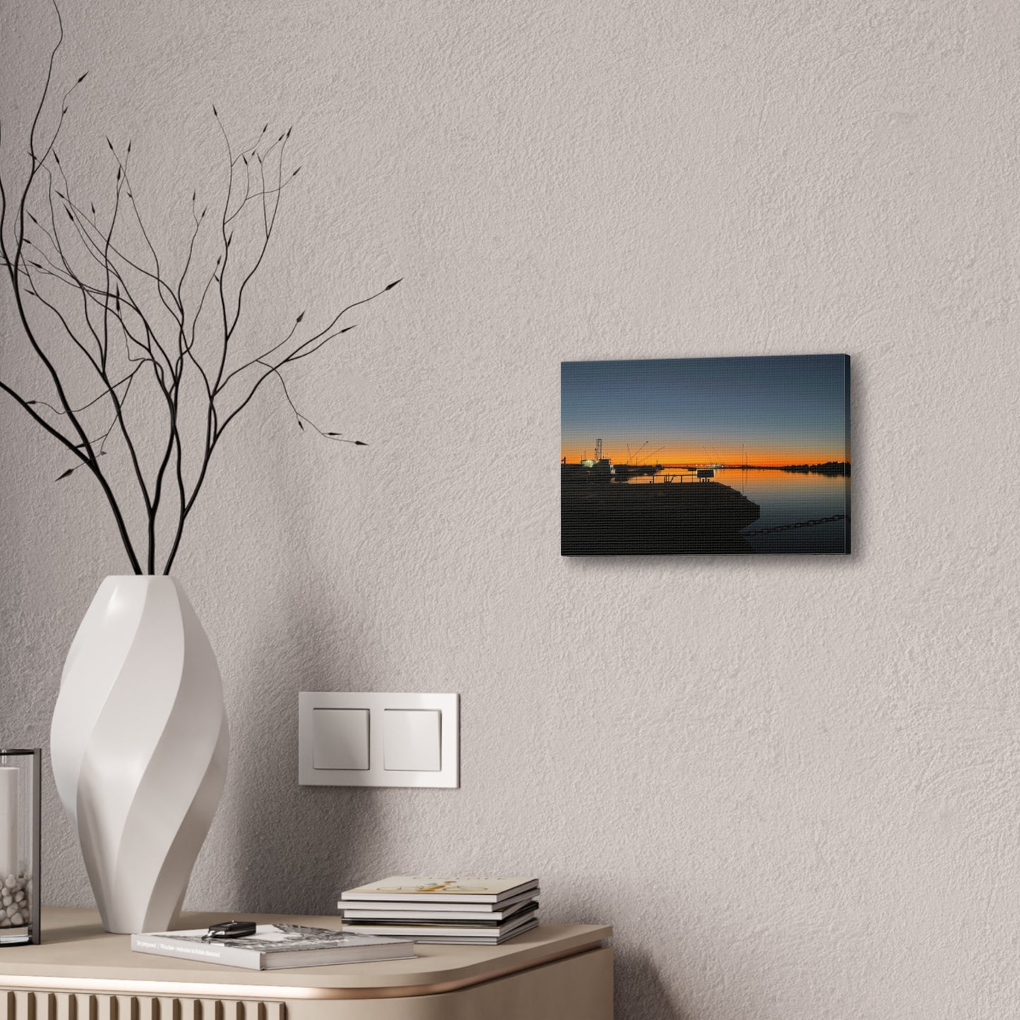 Sunset Harbor Canvas Wall Art — Stretched Canvas Print