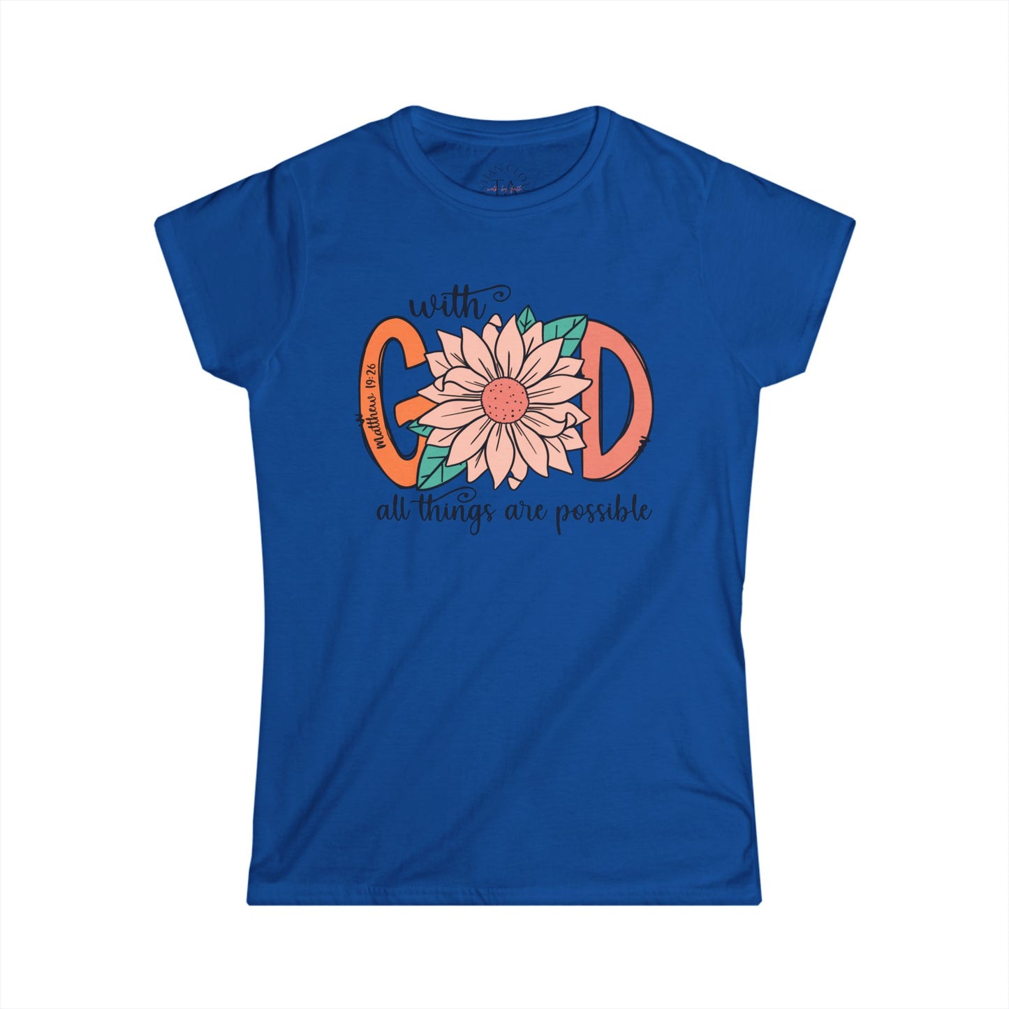 Women's Inspirational Tee - "With God All Things Are Possible" - Motivational Shirt for Faith, Spirituality, Gifts, Everyday Wear, [...]