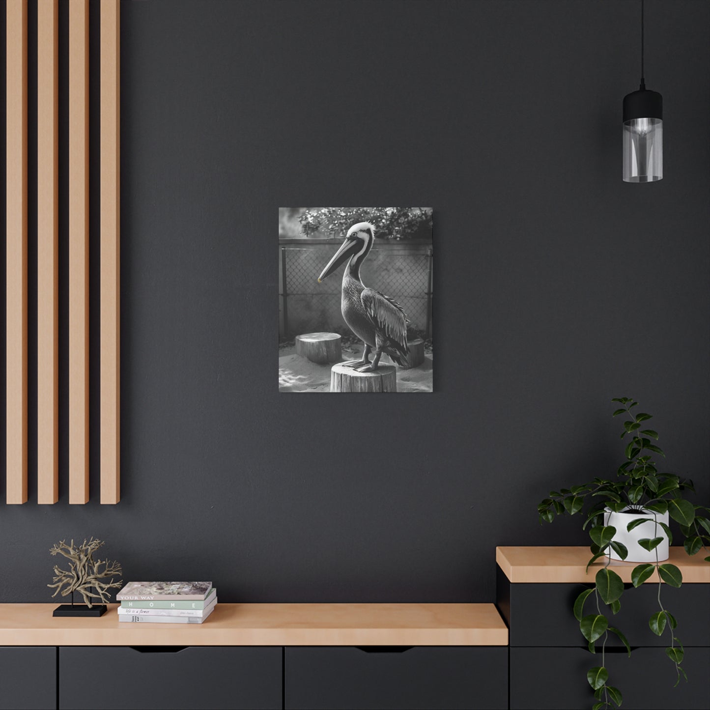 Serene Black and White Pelican Canvas Art
