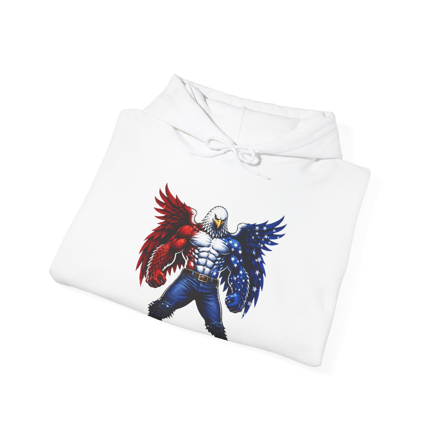 Birdmanzilla Patriotic Eagle Warrior Hoodie | American Flag Wings, Bald Eagle Graphic