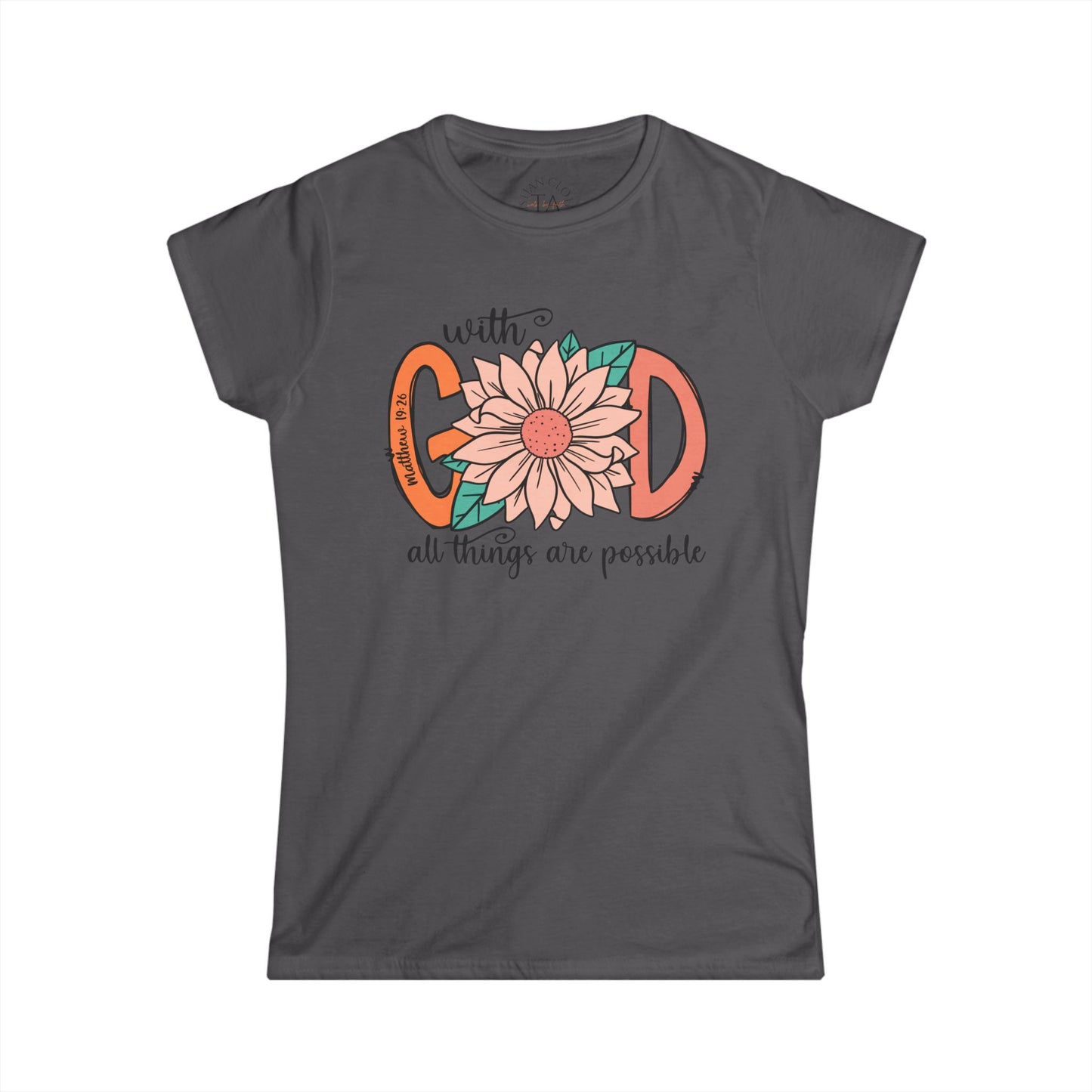 Women's Inspirational Tee - "With God All Things Are Possible" - Motivational Shirt for Faith, Spirituality, Gifts, Everyday Wear, [...]