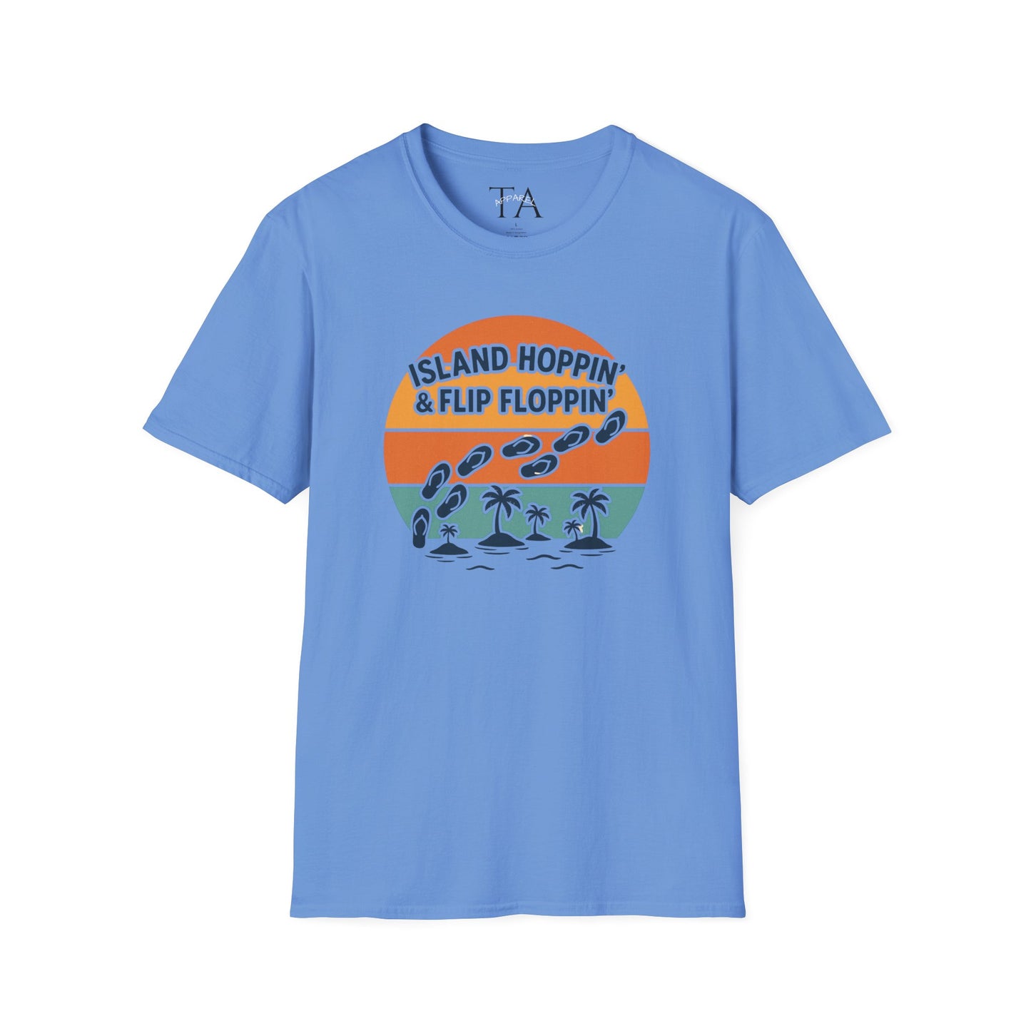 Island Hoppin' Flip Floppin' Unisex Softstyle T-Shirt, Beach T-Shirt, Vacation Apparel, Summer Wear, Casual T-Shirt, Graphic Tee