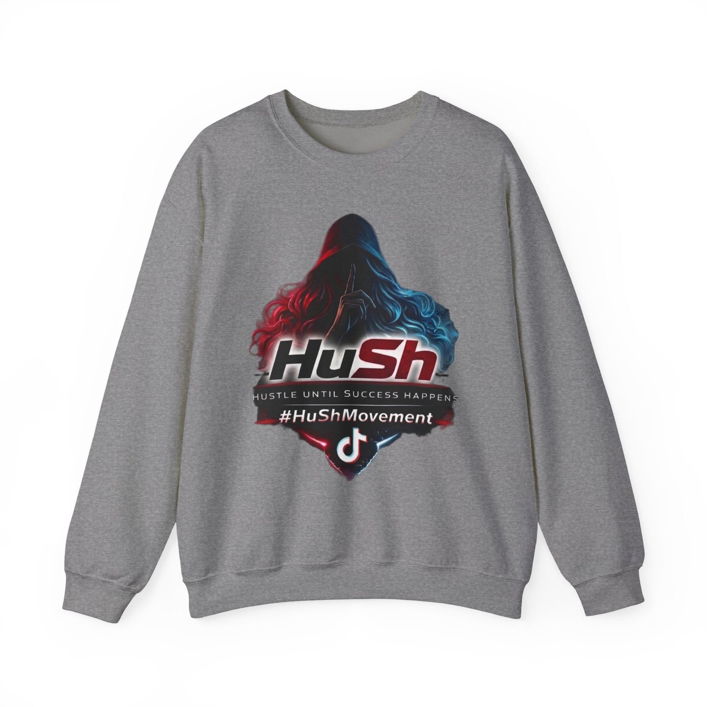 #HuSh Movement feminine Logo Crewneck Sweatshirt | TikTok Inspired Hooded Silhouette