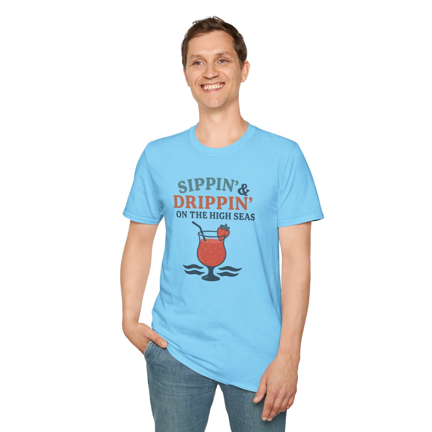 Nautical Cocktail T-Shirt - Sippin & Drippin Summer Vibes Beach Party Wear
