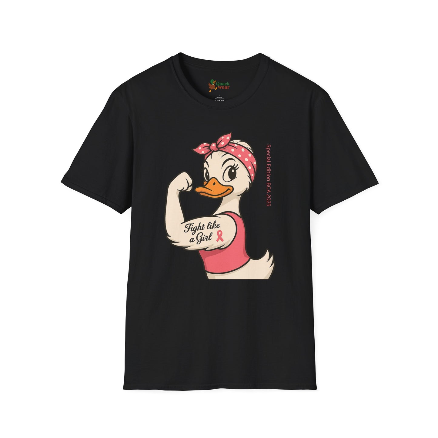 Breast Cancer Awareness Fight Like a Girl Duck T-Shirt, Rosie the Riveter Duck Empowerment Tee, Gift for Her, Feminist Apparel, Cute Graphic