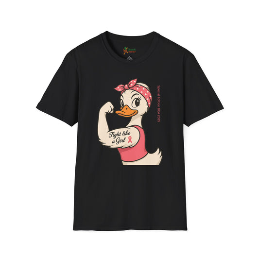 Breast Cancer Awareness Fight Like a Girl Duck T-Shirt, Rosie the Riveter Duck Empowerment Tee, Gift for Her, Feminist Apparel, Cute Graphic