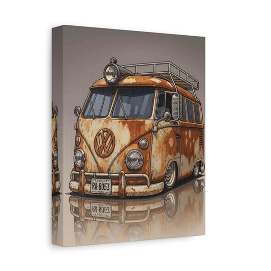 Rustic VW Camper Van Matte Canvas Print