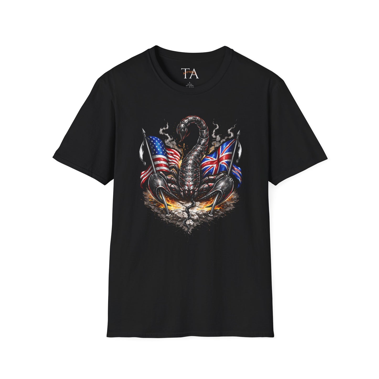 Scorpion design with US UK Flags T-Shirt | Patriotic Skull Tee
