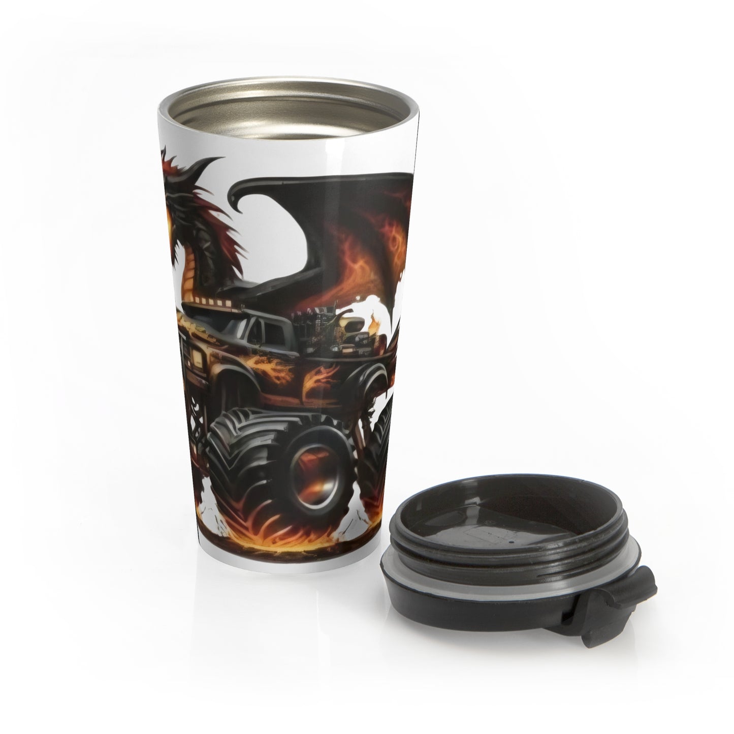 Kids Tumbler - Fiery Monster Truck Travel Mug | Unique Adventure Gift, Off-Road Lover's Coffee Cup, Road Trip Essential, Birthday Present, [...]