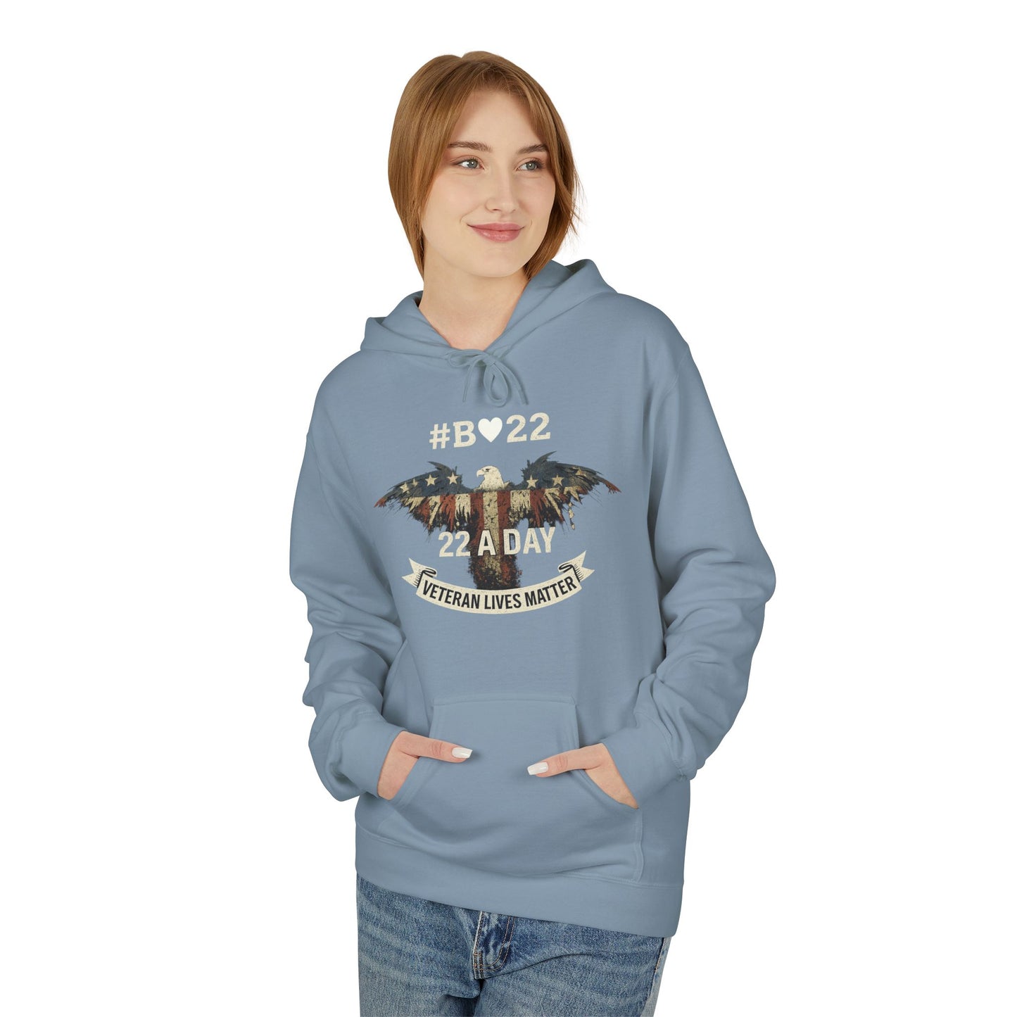 #B🤍22 Fleece Hoodie Veteran Lives Matter Sweatshirt