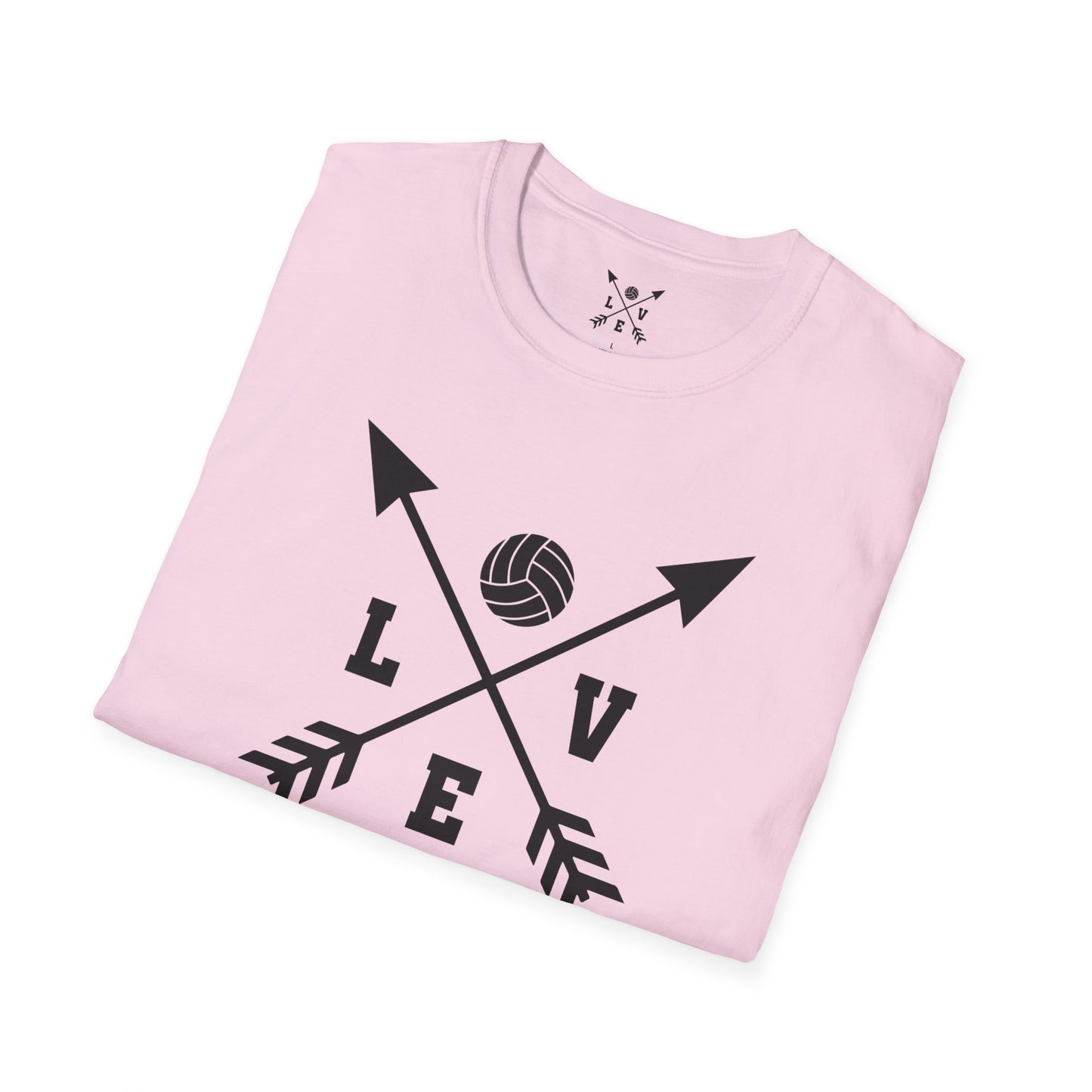 Love Volleyball Unisex T-Shirt | Sporty Tee, Gift for Athletes, Casual Wear, Heart and Arrow Design, Game Day Shirt