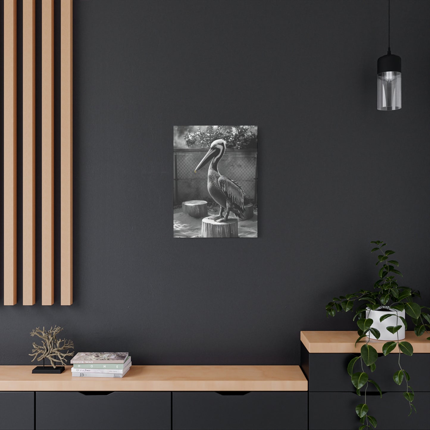 Serene Black and White Pelican Canvas Art