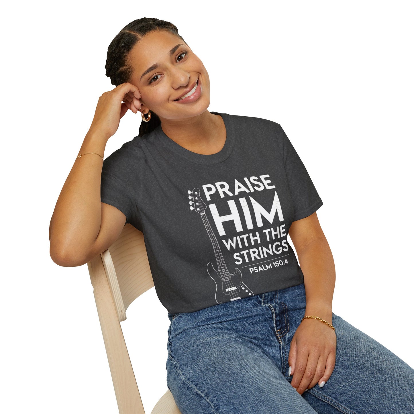 Faith Inspired Guitar T-Shirt - Praise Hime With The Strings - Psalm 150:4