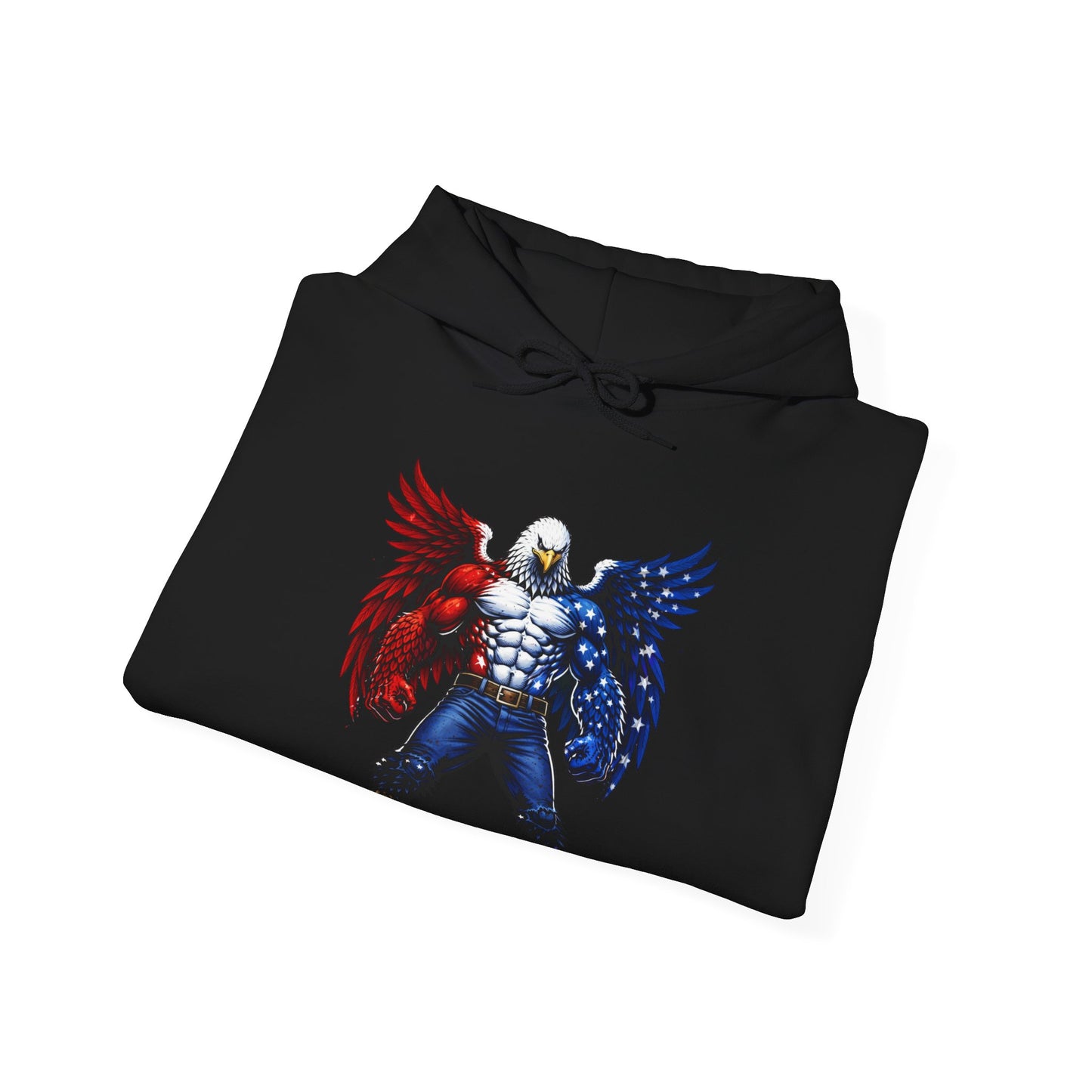 Birdmanzilla Patriotic Eagle Warrior Hoodie | American Flag Wings, Bald Eagle Graphic