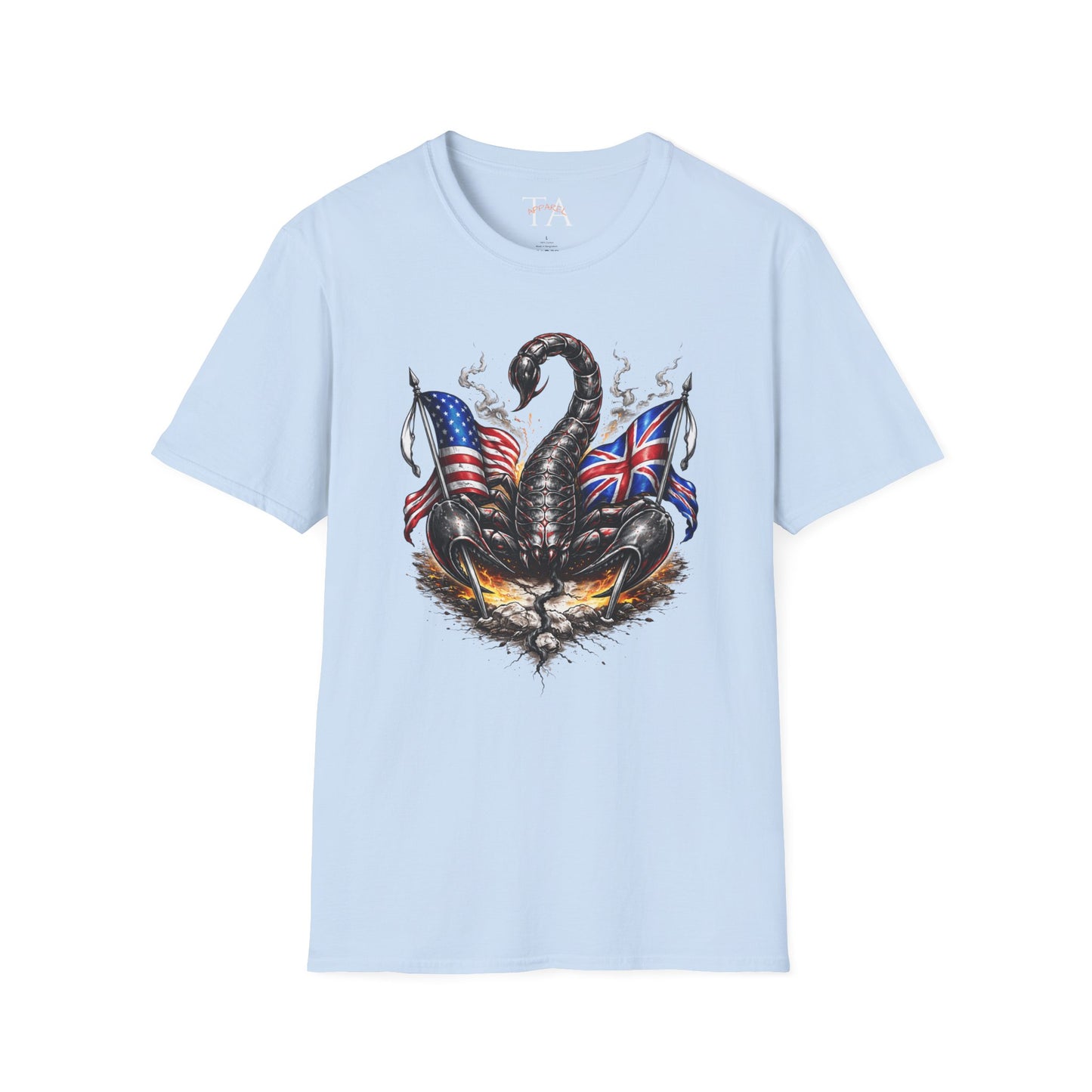Scorpion design with US UK Flags T-Shirt | Patriotic Skull Tee