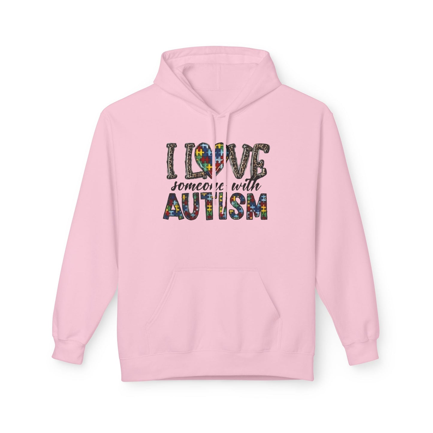 Autism Awareness Softstyle Hoodie - "I Love Someone With Autism" Puzzle Heart Design