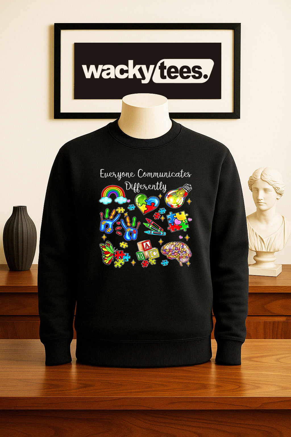 Everyone Communicates Differently Autism Awareness Graphic Tee Shirt