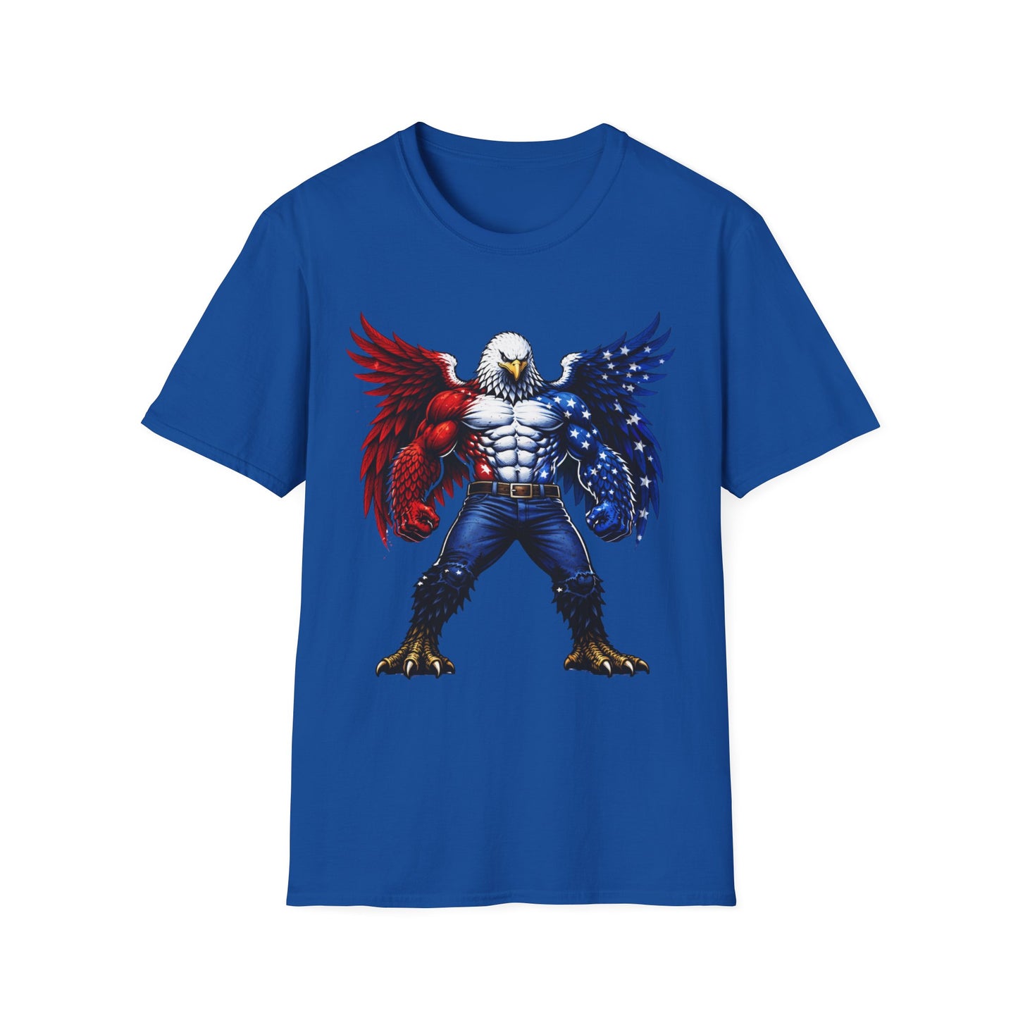 Birdmanzilla Patriotic Muscular Eagle T-Shirt | Red White Blue Winged Eagle Graphic