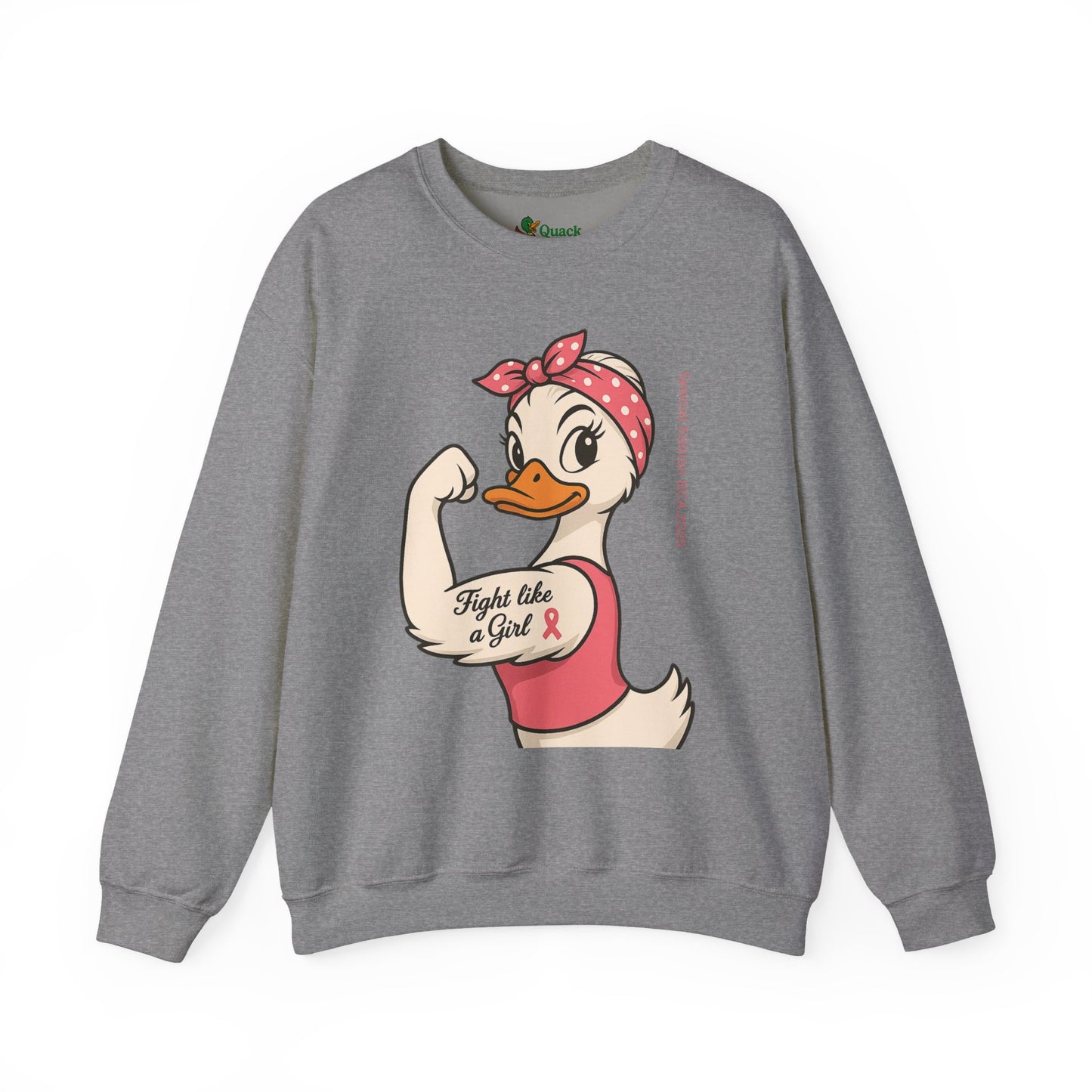 Breast Cancer Awareness Fight Like a Girl Duck Sweatshirt - Unisex Crewneck, Roxie the Riveter Empowerment, Gift for Her, Feminist Apparel,
