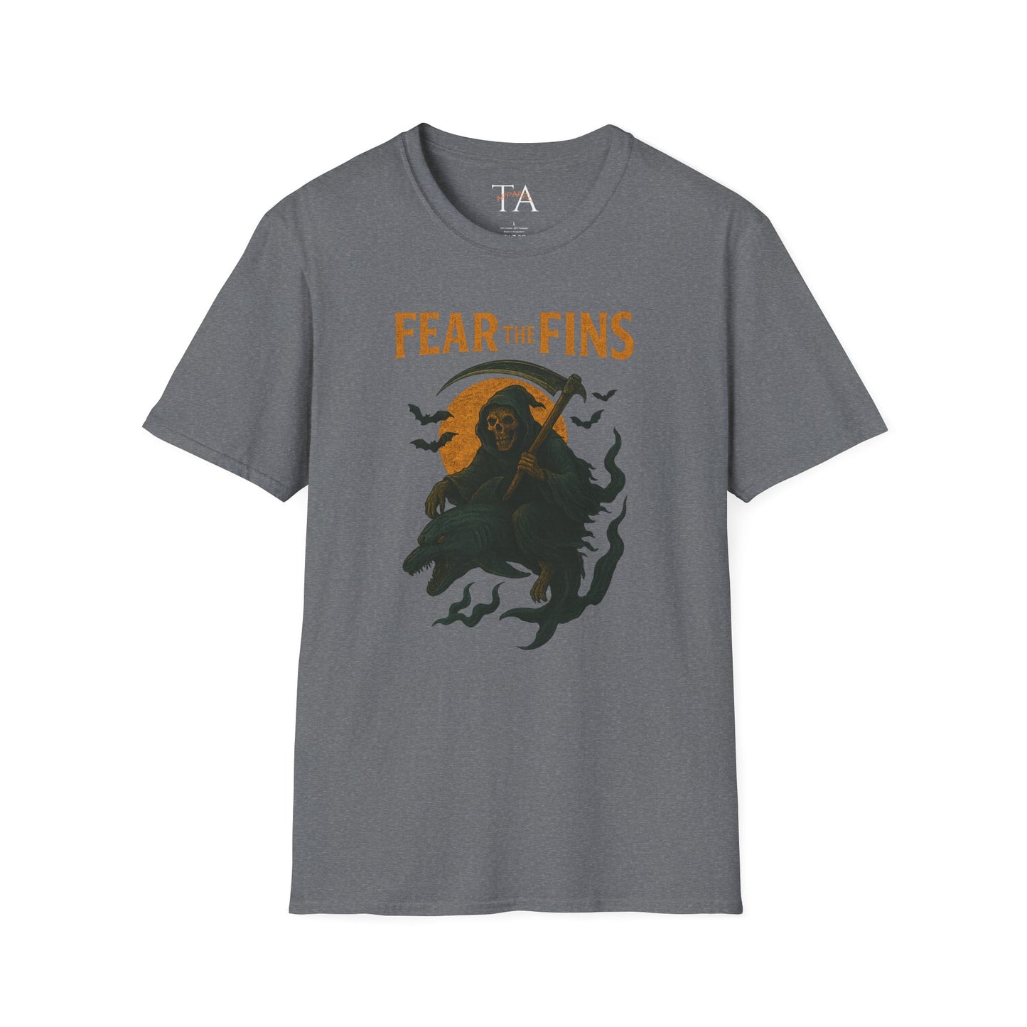 Miami Dolphins Halloween Unisex T-Shirt - Fear the Fins - Gifts for Ocean Lovers, Spooky Occasions, Casual Wear, Beach Parties, Horror Tee
