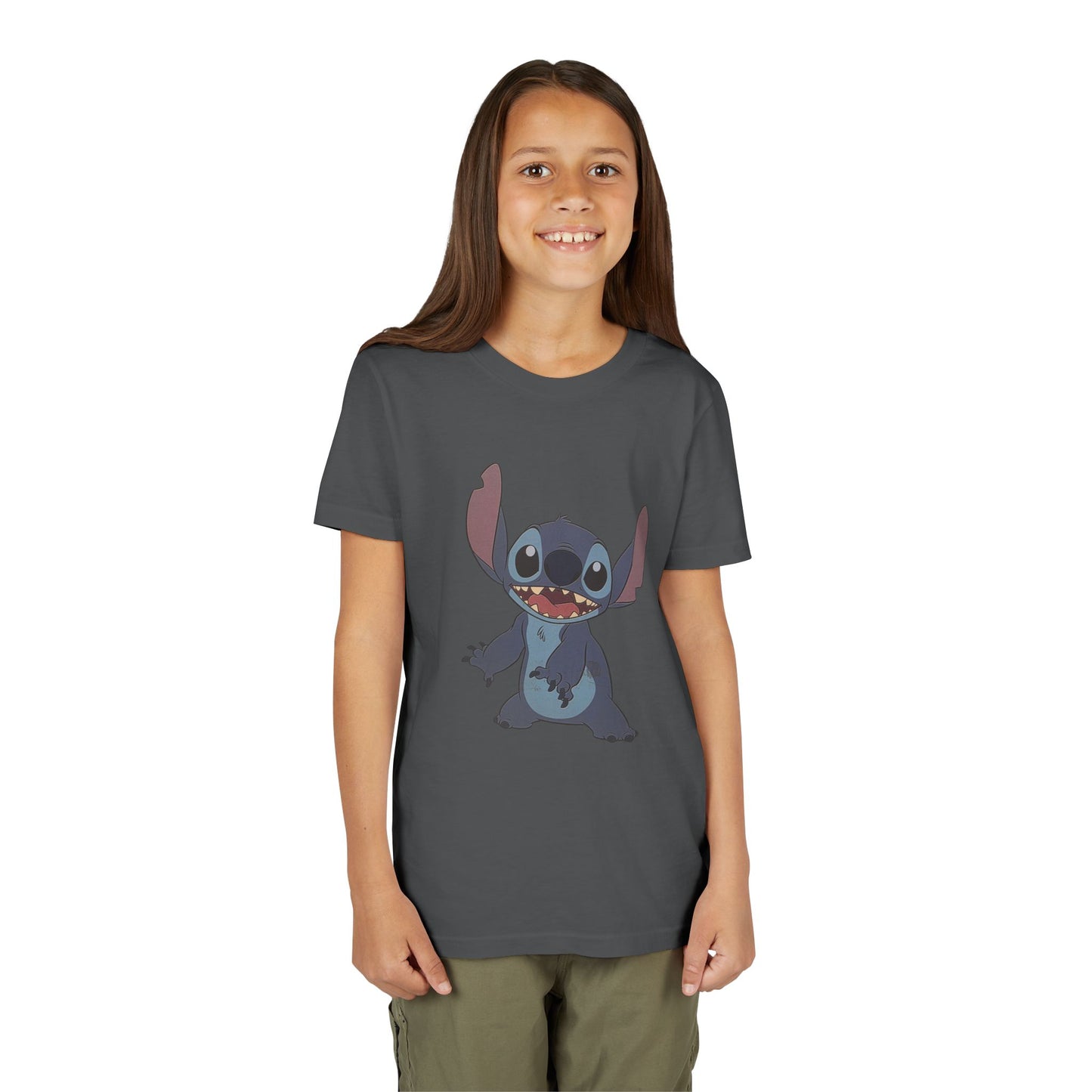 Kids Short Sleeve Tee with Stitch, Cute Kids Tee, Fun Gift for Boys & Girls, Birthday Gift, Summer Wear, Kids' Fashion