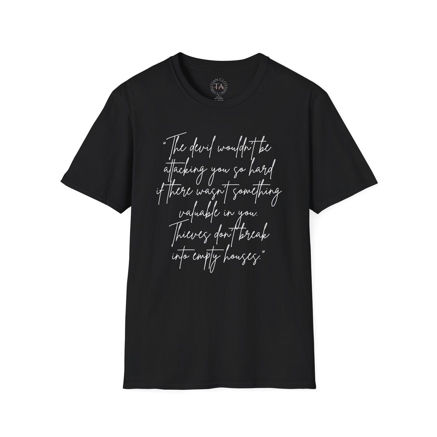 Faith Inspired - The Devil Wouldn't be Attacking - Unisex Softstyle T-Shirt - Part of proceeds go to help families in need
