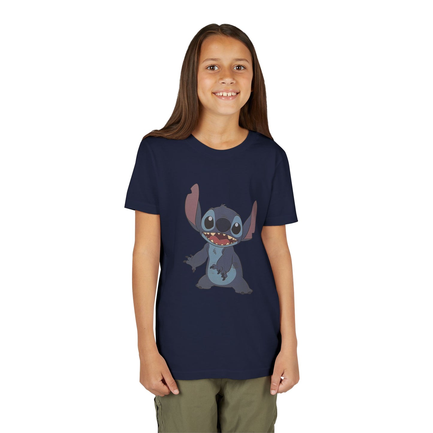 Kids Short Sleeve Tee with Stitch, Cute Kids Tee, Fun Gift for Boys & Girls, Birthday Gift, Summer Wear, Kids' Fashion