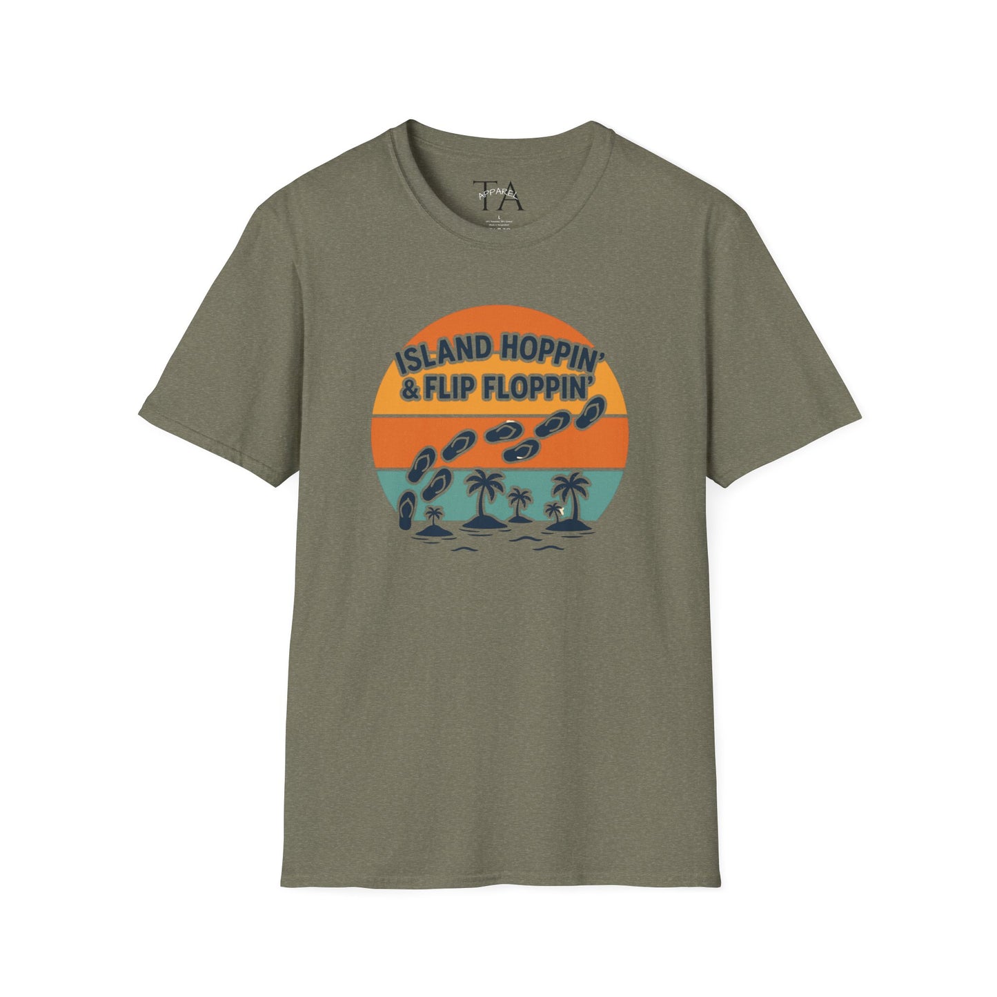 Island Hoppin' Flip Floppin' Unisex Softstyle T-Shirt, Beach T-Shirt, Vacation Apparel, Summer Wear, Casual T-Shirt, Graphic Tee