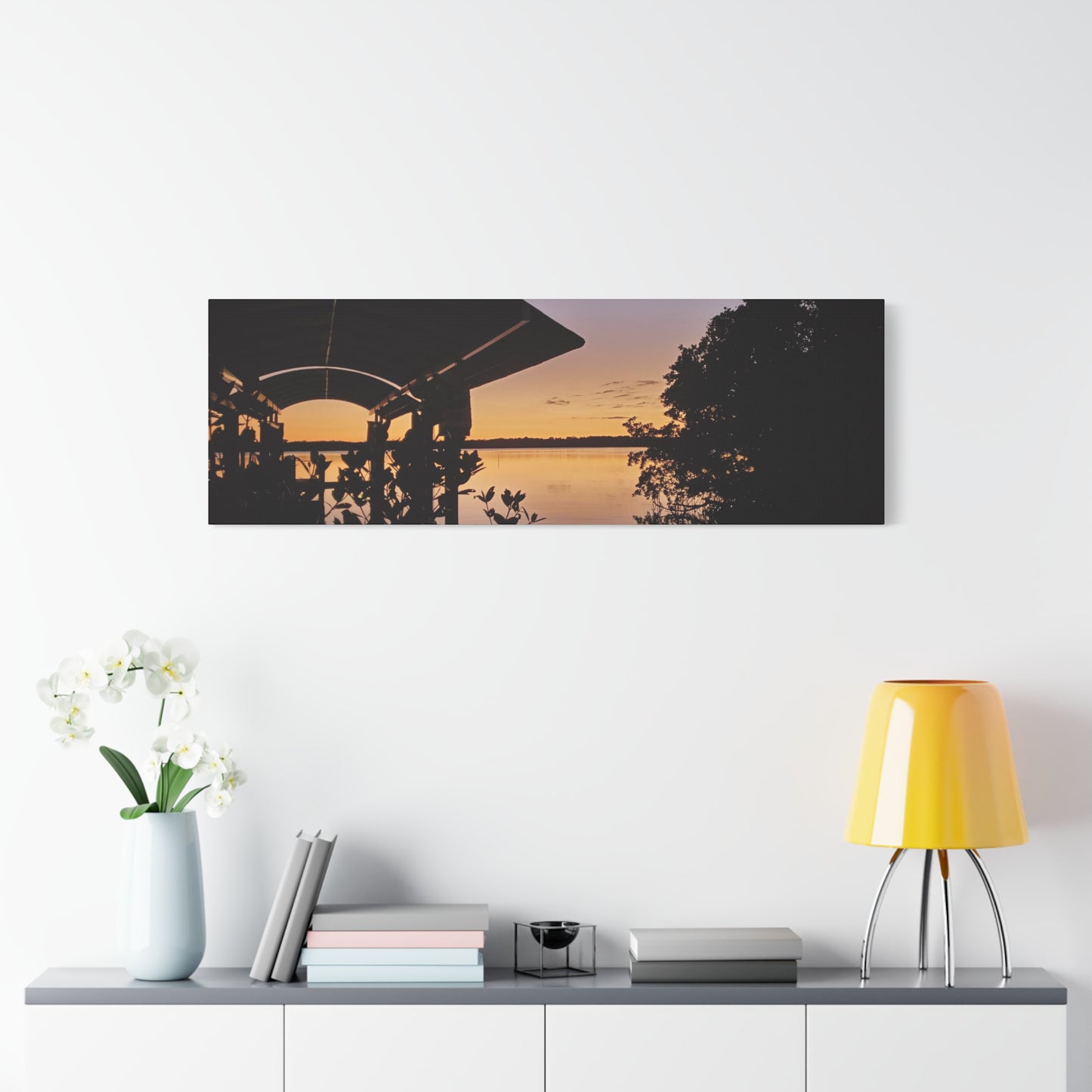 Serene and Vibrant Sunset on the River - Canvas Wal Art