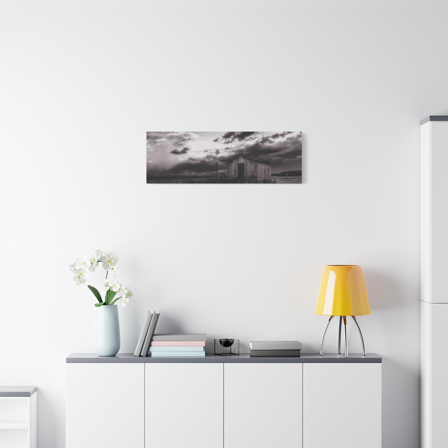 Serene Landscape Canvas Art, Rustic Home Decor, Black and White Wall Art, Perfect for Living Room, Gift for Nature Lovers