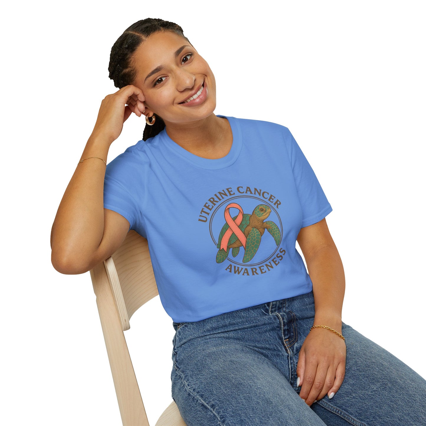 Uterine Cancer Awareness T-Shirt, Unisex Softstyle Tee, Supportive Apparel, Awareness Month Gift, Cancer Support Shirt, Birthday Gift