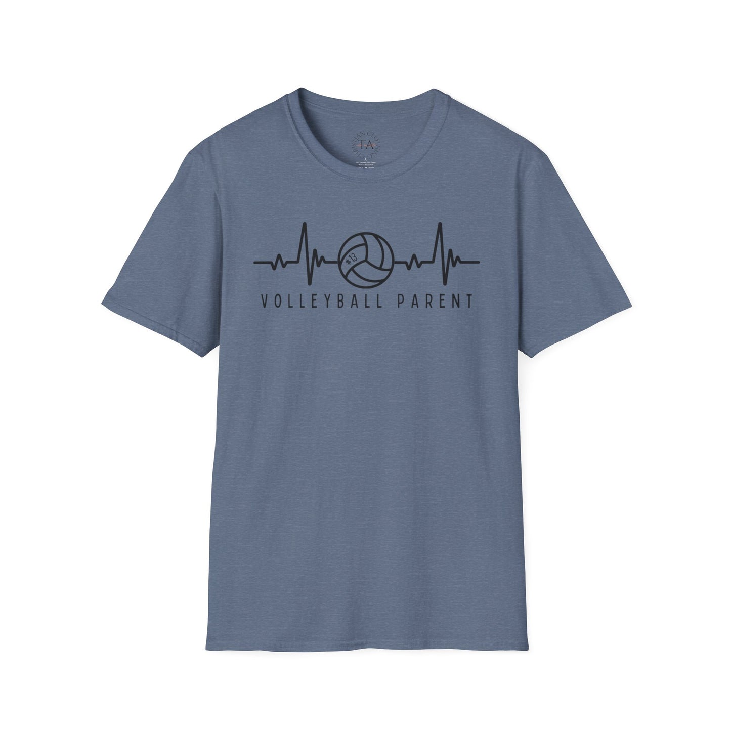 Volleyball Parent Heartbeat T-Shirt Soft Cotton Tee Customizable for Sports Enthusiasts, Gifts for Moms & Dads, Team Spirit Apparel, Athletic Wear