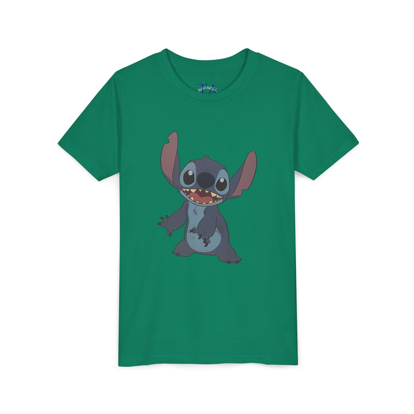 Kids Short Sleeve Tee with Stitch, Cute Kids Tee, Fun Gift for Boys & Girls, Birthday Gift, Summer Wear, Kids' Fashion