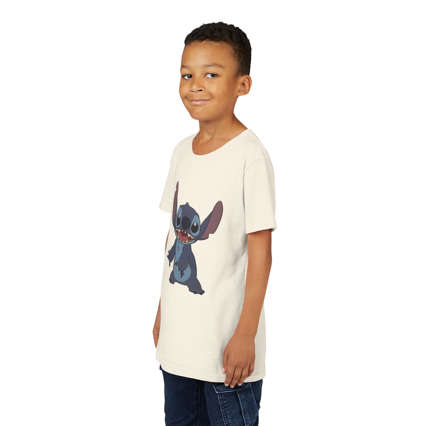 Kids Short Sleeve Tee with Stitch, Cute Kids Tee, Fun Gift for Boys & Girls, Birthday Gift, Summer Wear, Kids' Fashion