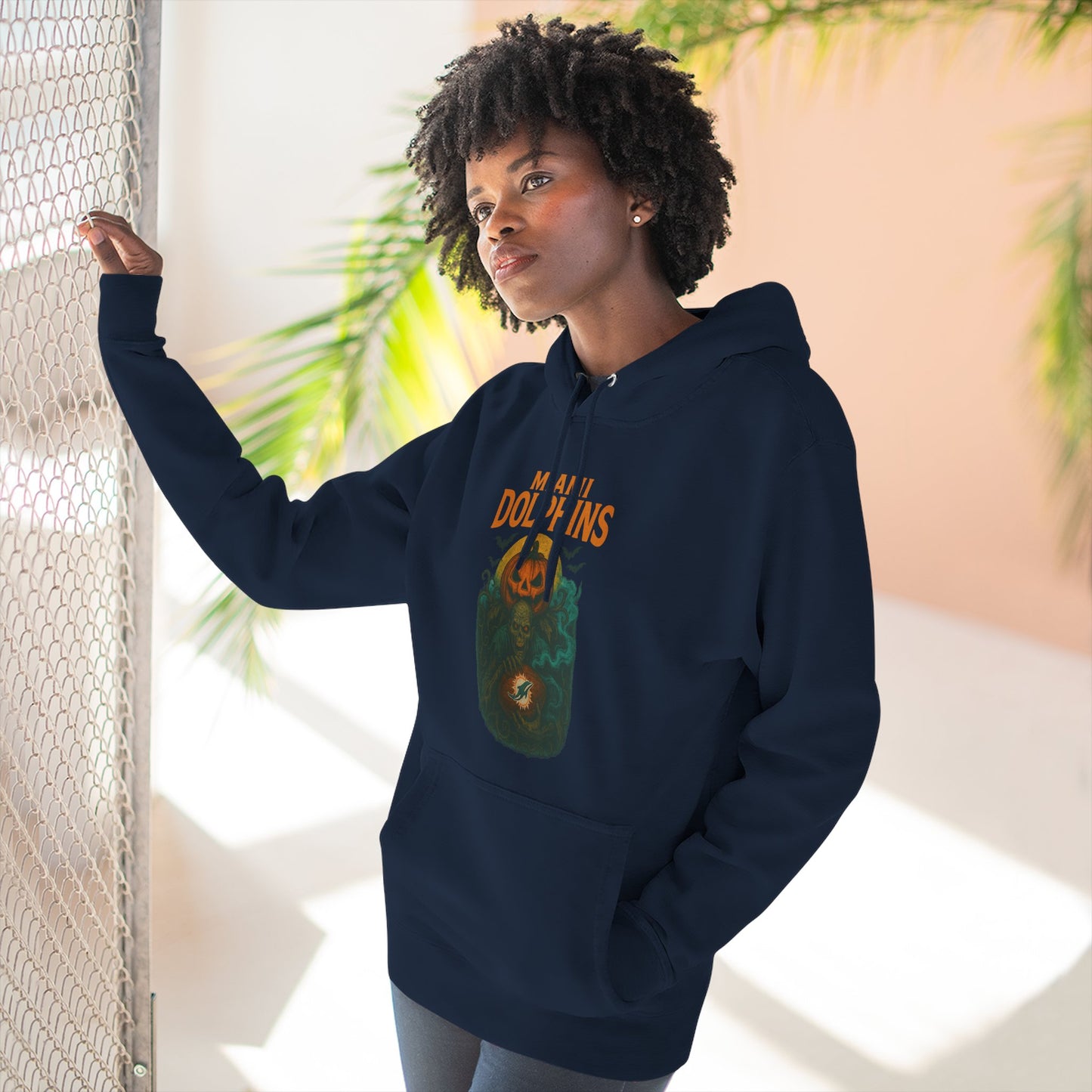 Halloween Cozy Dolphin Fleece Hoodie: Ocean Lovers, Casual Wear, Animal Lovers Gift, Beach Days, Relaxing at Home. Sea Life Graphic