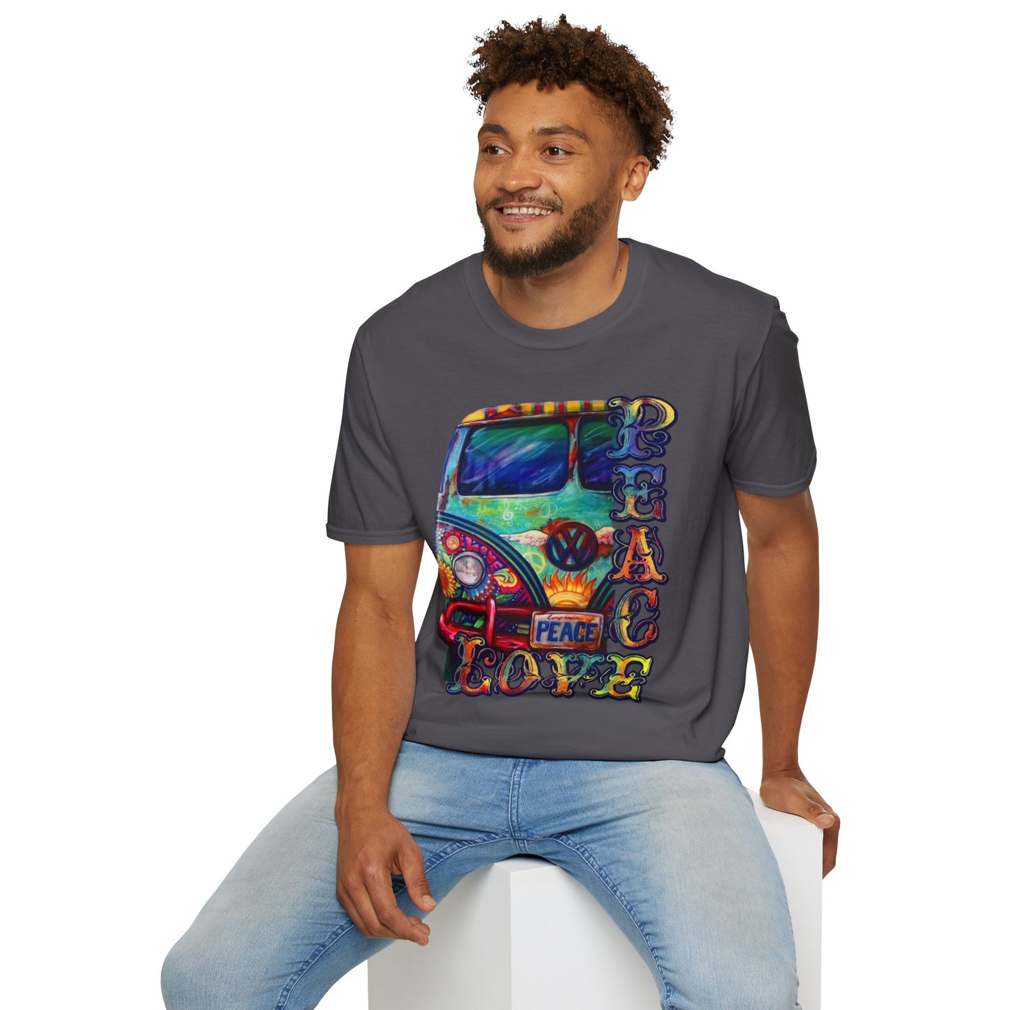 VW Groovy Peace & Love Retro Festival Shirt Tie-Dye T-Shirt