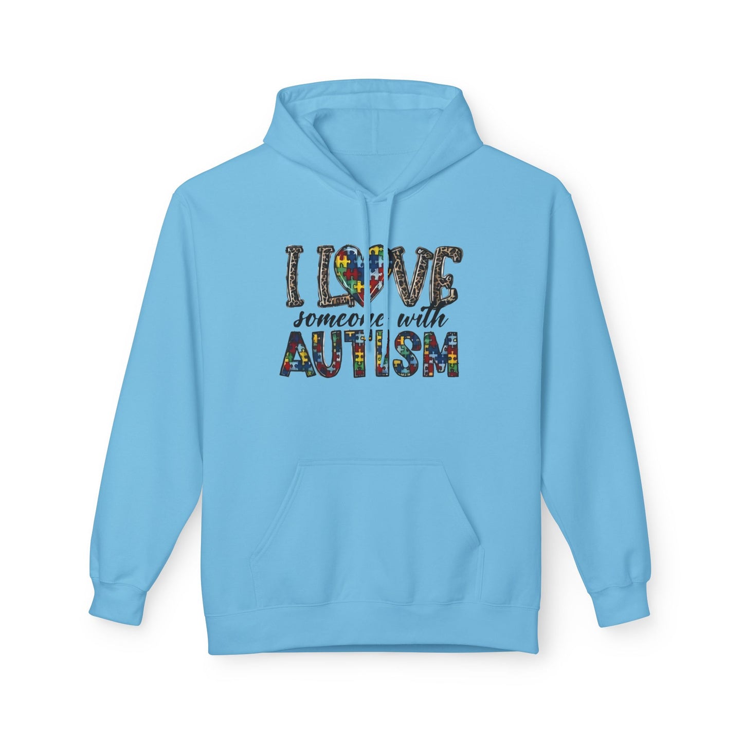Autism Awareness Softstyle Hoodie - "I Love Someone With Autism" Puzzle Heart Design