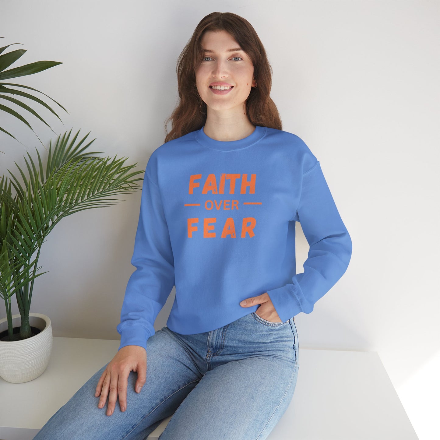Faith Inspired Faith over Fear Crewneck Sweatshirt -Customizable