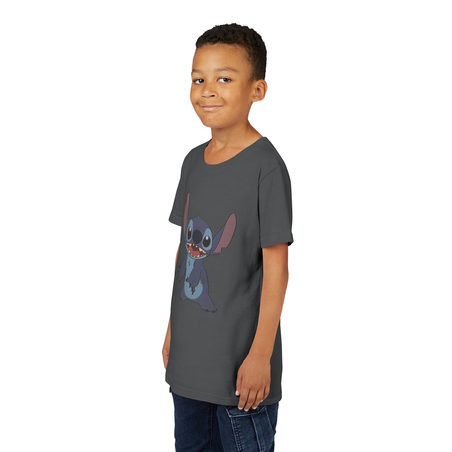 Kids Short Sleeve Tee with Stitch, Cute Kids Tee, Fun Gift for Boys & Girls, Birthday Gift, Summer Wear, Kids' Fashion