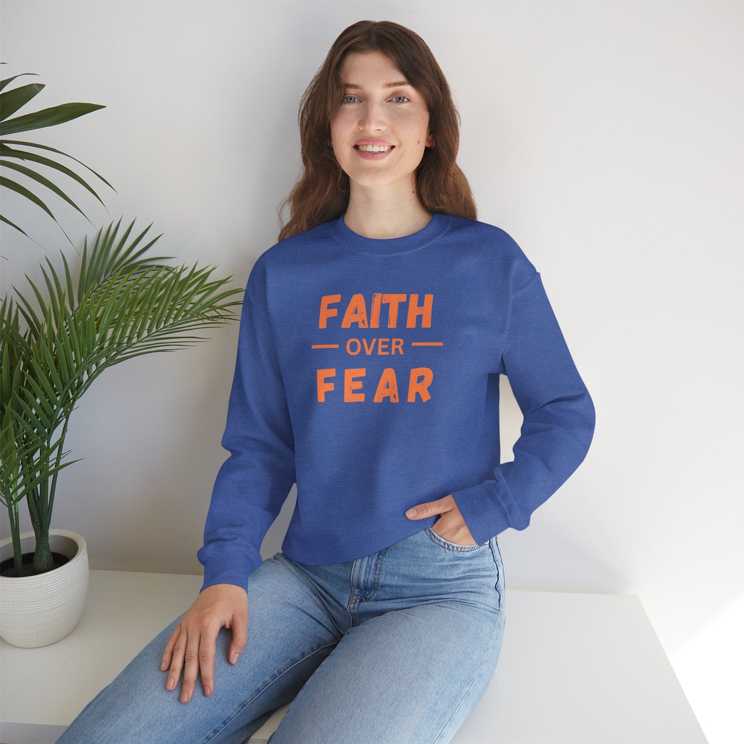 Faith Inspired Faith over Fear Crewneck Sweatshirt -Customizable